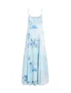 Emporio Armani Long Dress In Trilobal Fabric With Batik Flower Print In Multicolour