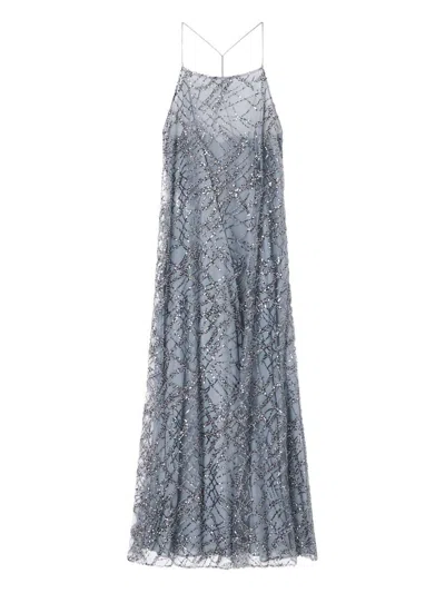 Emporio Armani Sequin-embellished Maxi Dress In Gray