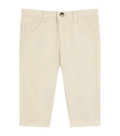 Emporio Armani Kids' Drill Logo Plaque Jeans In Neutral