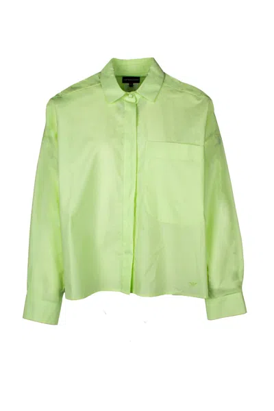 Emporio Armani Drop-shoulder Cotton Shirt In Green