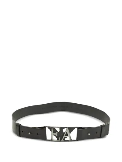 Pre-owned Emporio Armani Ea Logo Leather Belt In Black
