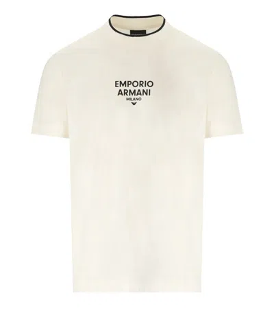Emporio Armani Ea Milano Vanilla T-shirt In Beige
