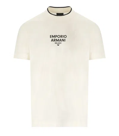 Emporio Armani Ea Milano Vanilla T-shirt In Beige