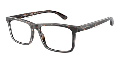Emporio Armani Ea3227 6052 Men's Glasses Tortoiseshell Size 56 - Free Lenses - Blue Light Block Available In Glossy Tortoise,clear Top