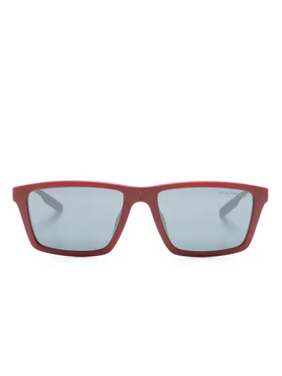 Emporio Armani Logo-embossed Rectangle-frame Glasses In Black