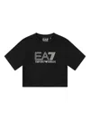 Emporio Armani Ea7 Logo-embroidered Cropped Top In Black