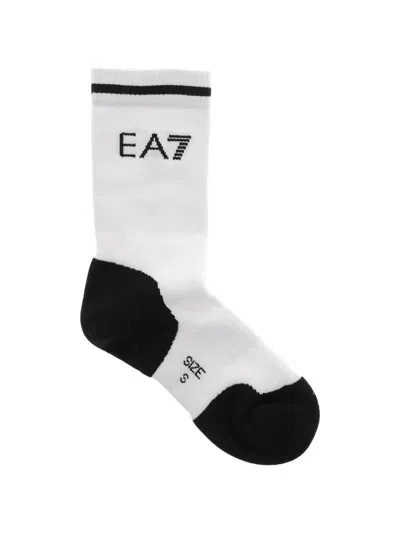 Emporio Armani Ea7 Logo-print Terry Socks In White