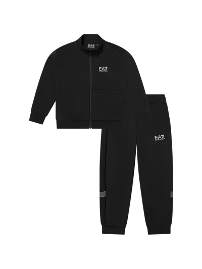 Emporio Armani Kids' Ea7 Logo-print Tracksuit In Black