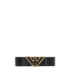 Emporio Armani Eagle-buckle Leather Belt In Black