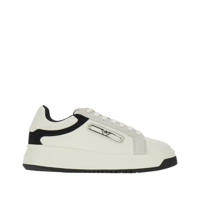 EMPORIO ARMANI EAGLE DETAIL LEATHER SNEAKERS