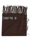 Emporio Armani Eagle-embellished Fringed Scarf In Brown