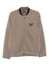 Emporio Armani Eagle-embellished Zip-up Jacket In Brown