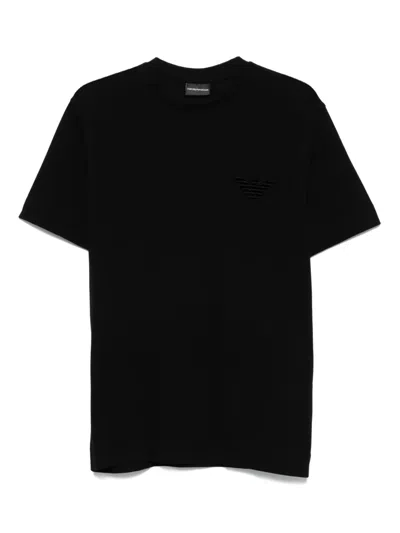 Emporio Armani Eagle-emblem Cotton T-shirt In Black