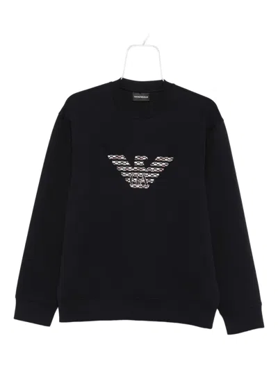 Emporio Armani Eagle-emblem Embroidered Sweatshirt In Black