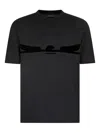 Emporio Armani Jersey T-shirt With Contoured Eagle Flocked Print In Black