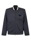 Emporio Armani Logo Zip-up Sweatshirt Featuring Front Pockets In Blue