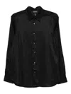 Emporio Armani Stretch Nylon-blend Shirt With Embroidered Eagle In Black