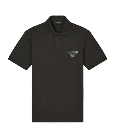 EMPORIO ARMANI EAGLE-EMBROIDERED POLO SHIRT