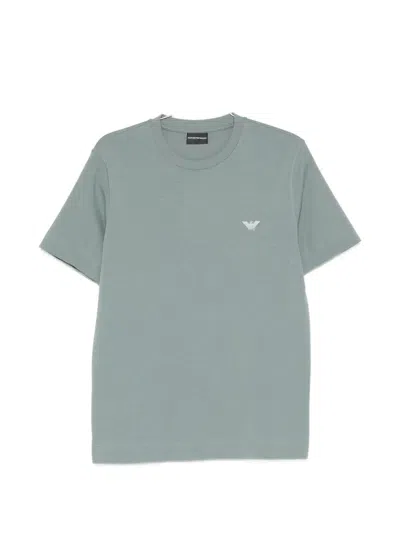 Emporio Armani Eagle-embroidery Crew-neck T-shirt In Green