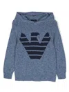 Emporio Armani Eagle-intarsia Hoodie In Blue