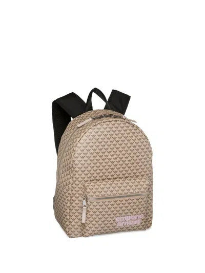 Emporio Armani Kids' Eagle-logo Backpack In Brown