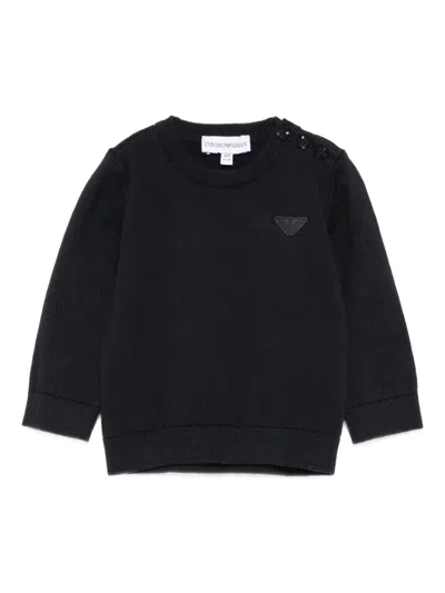Emporio Armani Babies' Eagle-logo Button-detail Sweater In Black