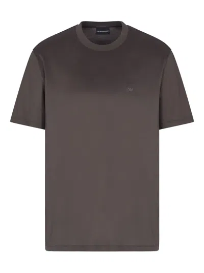 Emporio Armani Eagle-logo Crew-neck T-shirt In Brown