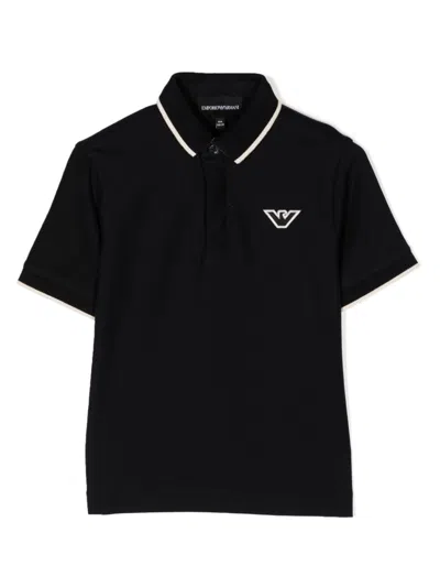 Emporio Armani Kids' Boys Navy Blue Cotton Polo Shirt