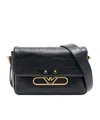 Emporio Armani Eagle Logo Leather Shoulder Bag In Black