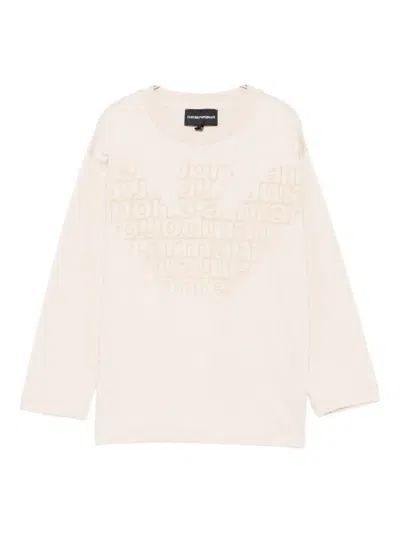 Emporio Armani Kids' Eagle-logo Long-sleeve T-shirt In White