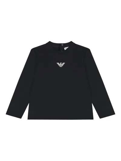 Emporio Armani Babies' Eagle-logo Long-sleeve Top In Black