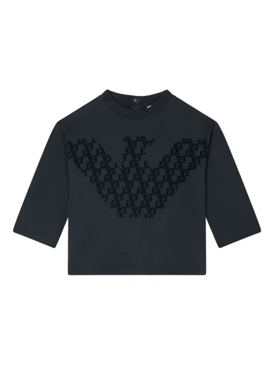 Emporio Armani Babies' Eagle-logo Long-sleeved T-shirt In Black
