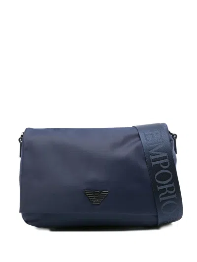 Emporio Armani Eagle-logo Messenger Bag In Blue