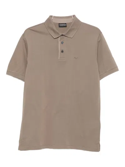 Emporio Armani Eagle-logo Polo Shirt In Brown