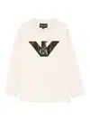 Emporio Armani Eagle Logo-print Long-sleeve Sweatshirt In Neutral