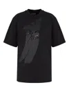 Emporio Armani Eagle-logo Sequin-embellished T-shirt In Black