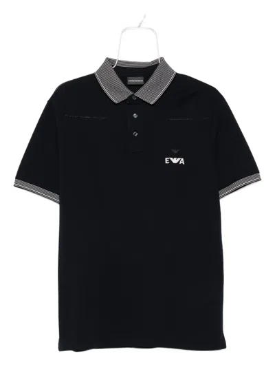 Emporio Armani Piqué Polo Shirt With Super-embossed Ea Embroidery In Black