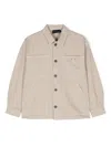 Emporio Armani Eagle-motif Cotton Shirt Jacket In Neutrals