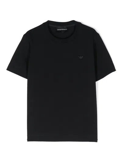 Emporio Armani Kids' Eagle-motif Cotton T-shirt In Blue