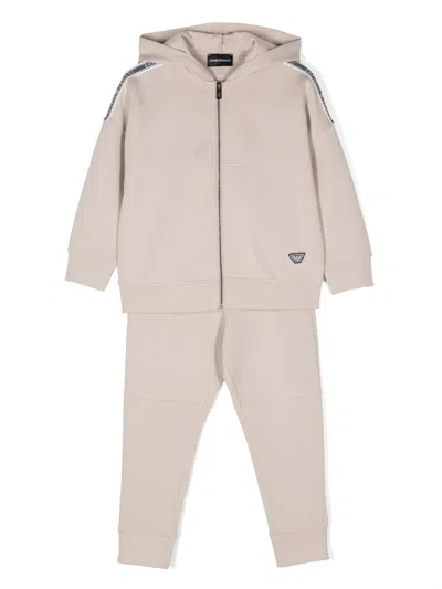 Emporio Armani Kids' Eagle-motif Tracksuit Set In Neutrals
