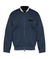 Emporio Armani Eagle Patch Double-jersey Zip-up Sweatshirt In Blue