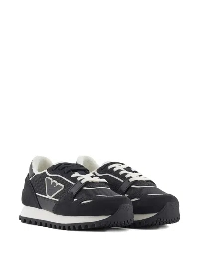 Emporio Armani Eagle Patch Sneakers In Black