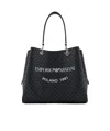 Emporio Armani Eagle Pattern Shoulder Bag In Black