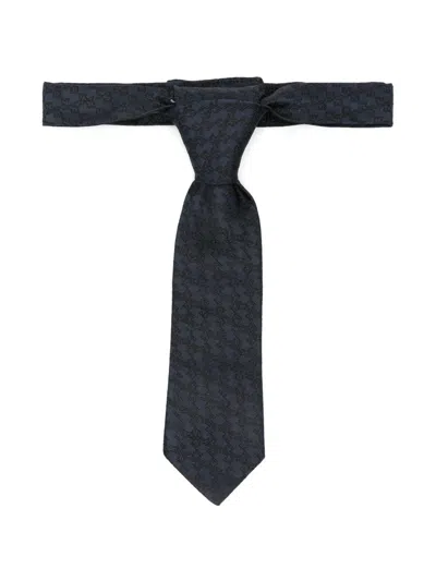 Emporio Armani Kids' Eagle-pattern Silk Tie In Blue