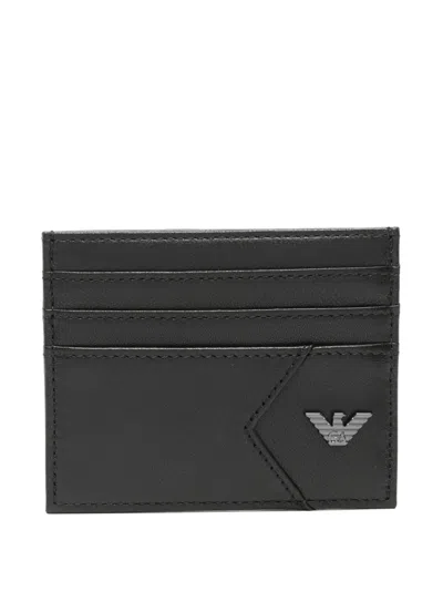 Emporio Armani Eagle-plaque Cardholder In Gray