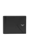 Emporio Armani Nappa Leather Bifold Wallet With Geometric Detail In Black
