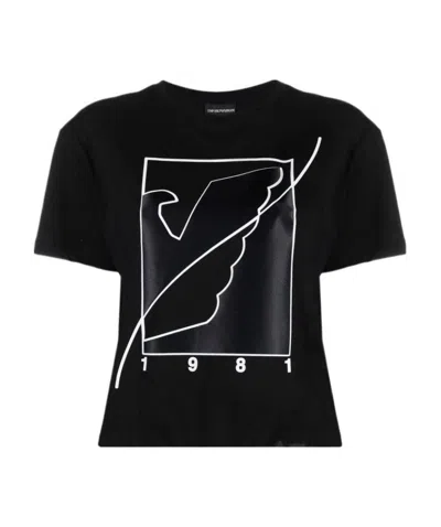 Emporio Armani Eagle-print Cotton T-shirt In Black