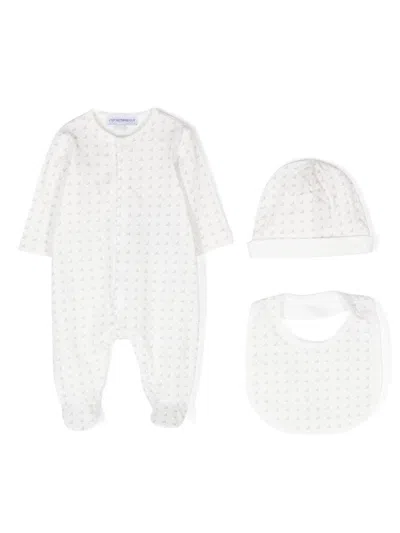 Emporio Armani Babies' Eagle-print Pajama Set In White