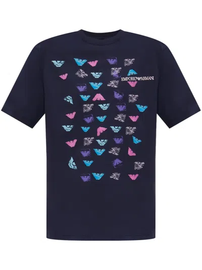 Emporio Armani Eagle-print T-shirt In Blue