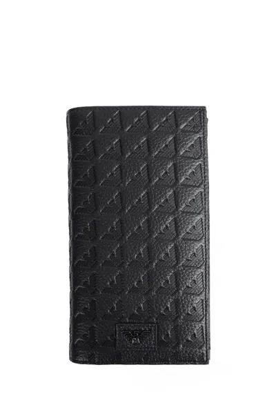 Emporio Armani Eagle Vertical Wallet In Black